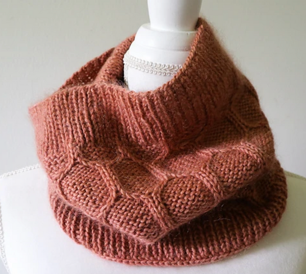 image of orange cowl with honeycomb texture